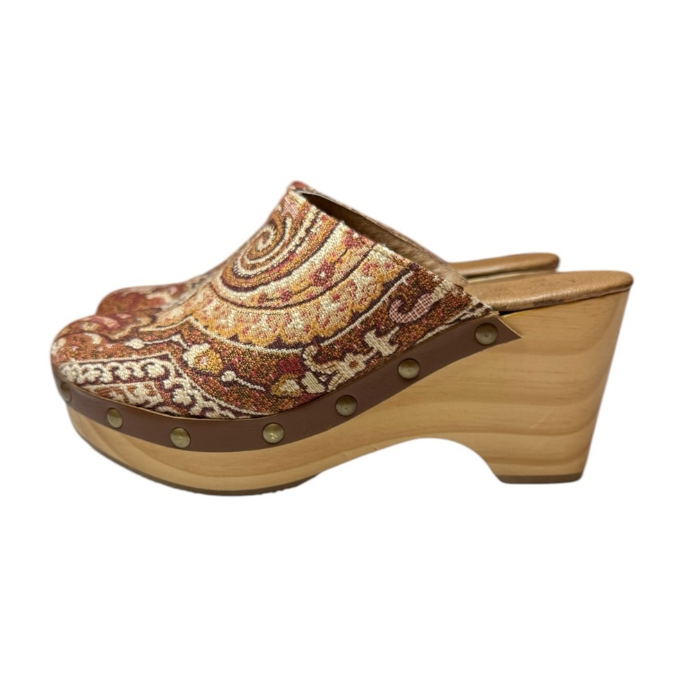 Cordani Zorba Tapestry Clogs Bohemian Astrology Slip On Brown Tan Size 7 - Picture 3 of 12